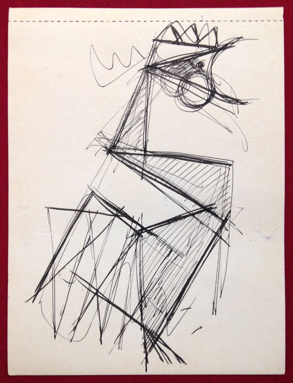 Siep van den Berg, Originele Oost-Indische inkt tekening uit 1956, "Haantje III" verkocht voor € 46!