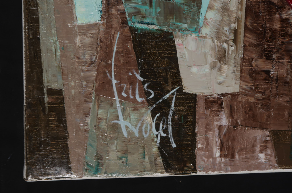 Frits Vogel: Olieverf op doek, Abstracte compositie kopen? Bied vanaf 150!