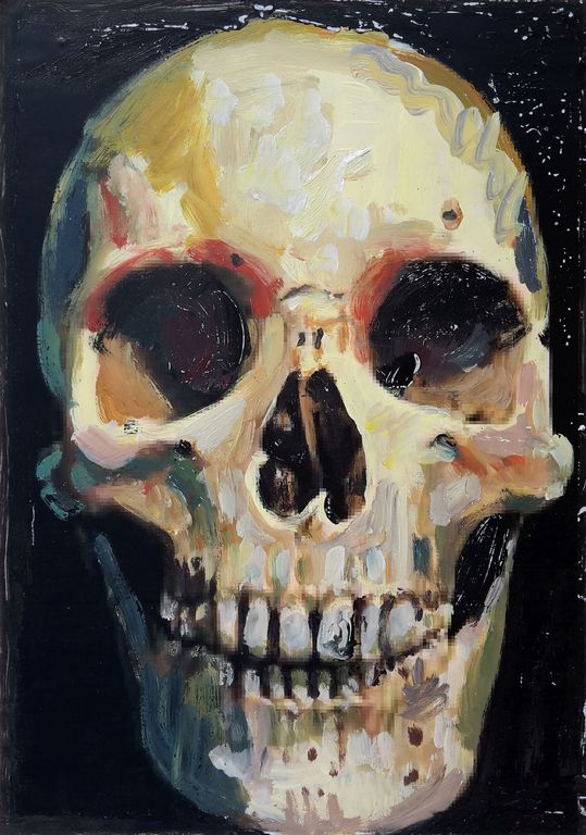 Peter Klashorst - gemengde techniek op papier - Skull kopen? Bied vanaf 90!