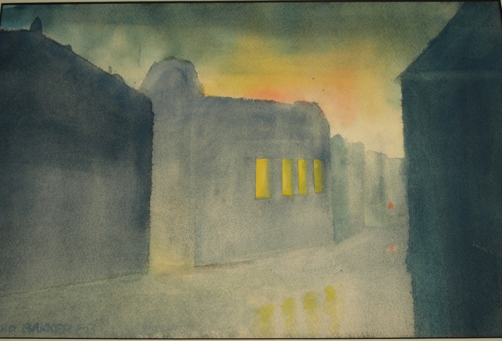 Sjoerd Bakker (1943) : Aquarel – Ondergaande zon – Ingelijst - 1988 verkocht voor € 35!