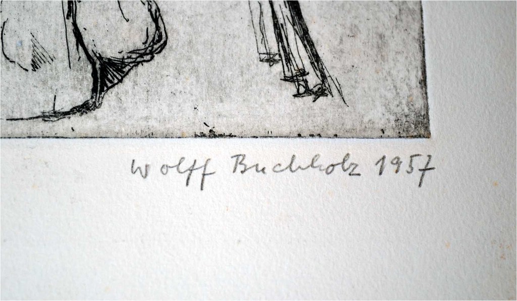 Wolff Buchholz, Stehender Akt, handgesigneerde ets - oplage 5 ex. - 1957 kopen? Bied vanaf 145!