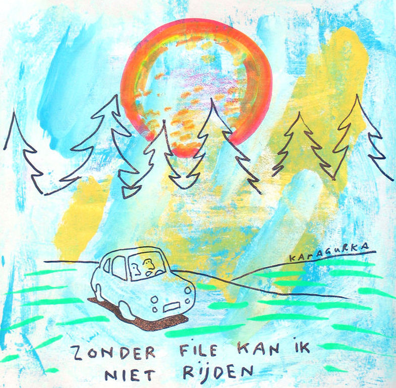 KAMAGURKA gouache op papier, gesigneerd en ingelijst verkocht voor € 260!