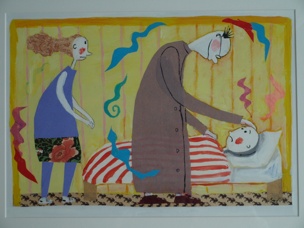 Daan Remmerts de Vries: Acryl en collage , Het leven is raar 11 –ingelijst -1997 kopen? Bied vanaf 75!