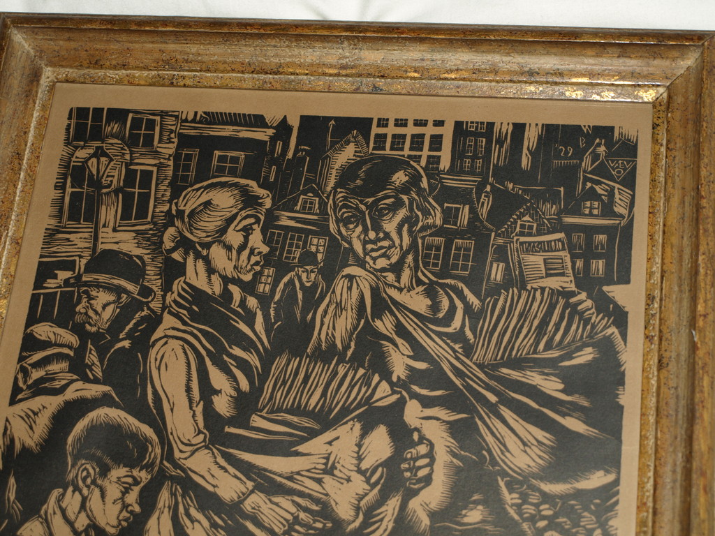 Willem Boon (1902-1986) : Houtsnede – Werkstad - Ingelijst - 1929 kopen? Bied vanaf 75!
