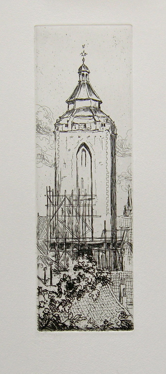 Dick van Luijn, 2 etsen: Domtoren en Buurkerktoren Utrecht kopen? Bied vanaf 20!