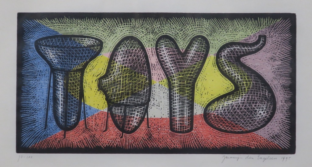 Jacomijn den Engelsen: Houtsnede, Zonder titel - Ingelijst kopen? Bied vanaf 20!