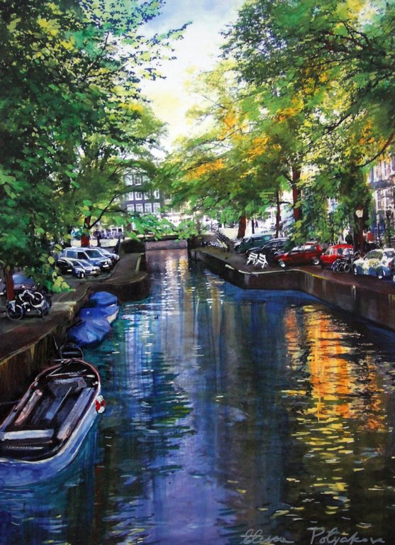 Elena Polyakova: Amsterdam, Gemengde techniek verkocht voor € 120!