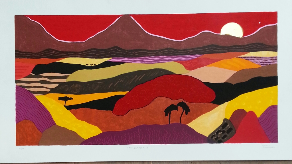 Ronald Boonacker, zeefdruk op papier, Titel; "Tanzania II" verkocht voor € 50!