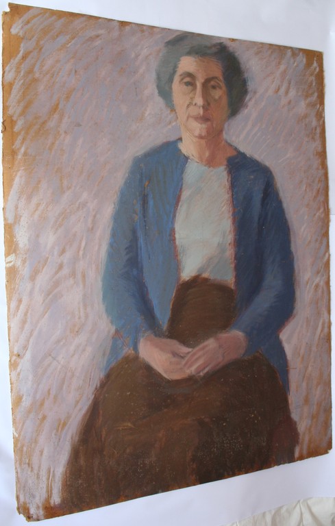 Karel Timmerman - Groot acrylverf op karton - Vrouw in ballet of turnpak kopen? Bied vanaf 20!