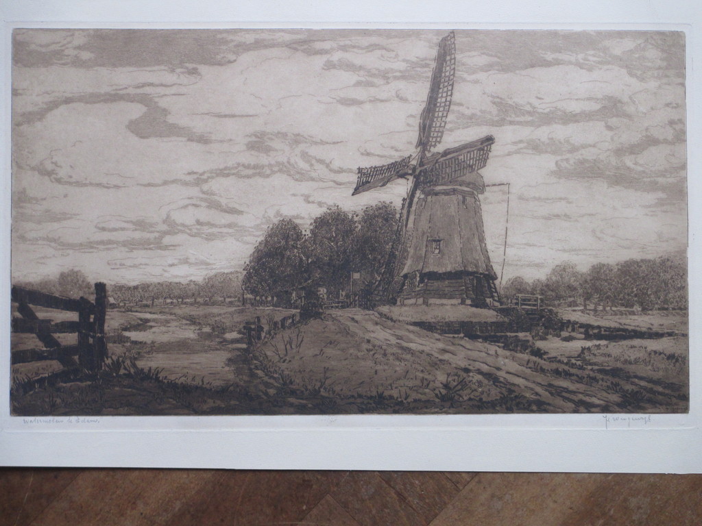 Hendrik Weegewijs, Watermolen te Edam, Ets verkocht voor € 40!