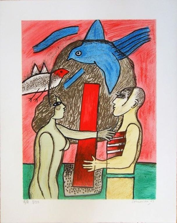 Corneille - Corneille - Kleurenlitho - naakt vogel en man kopen? Bied vanaf 125!
