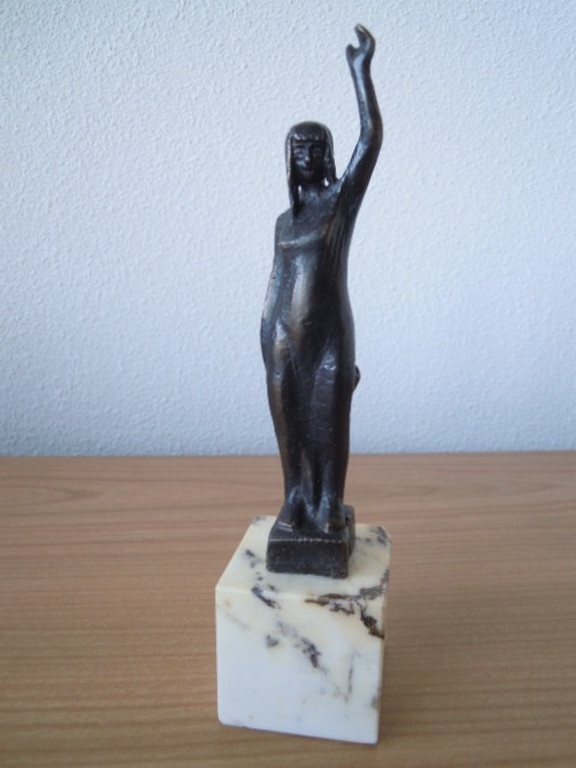 Bronzen beeldje - MOEDER MET KIND ACHTER ZICH - 20 CM kopen? Bied vanaf 45!