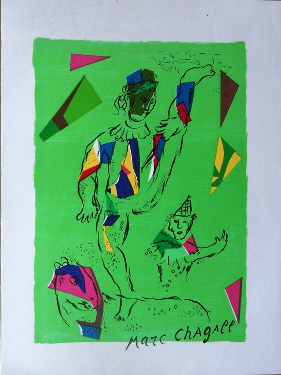 Chagall Marc : Le clown vert ( litho ) verkocht voor € 40!