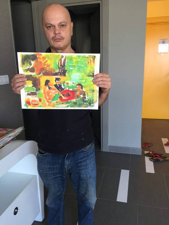 Peter Klashorst - Dejeuner sur l'herbe - gemengde techniek op papier  gesigneerd kopen? Bied vanaf 1!