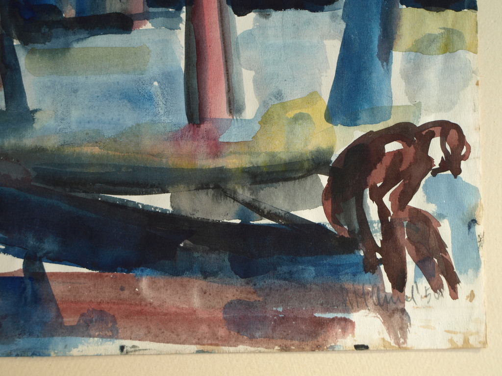 Niels Hamel : Aquarel – Man in Bos – gesigneerd - 1958 kopen? Bied vanaf 50!