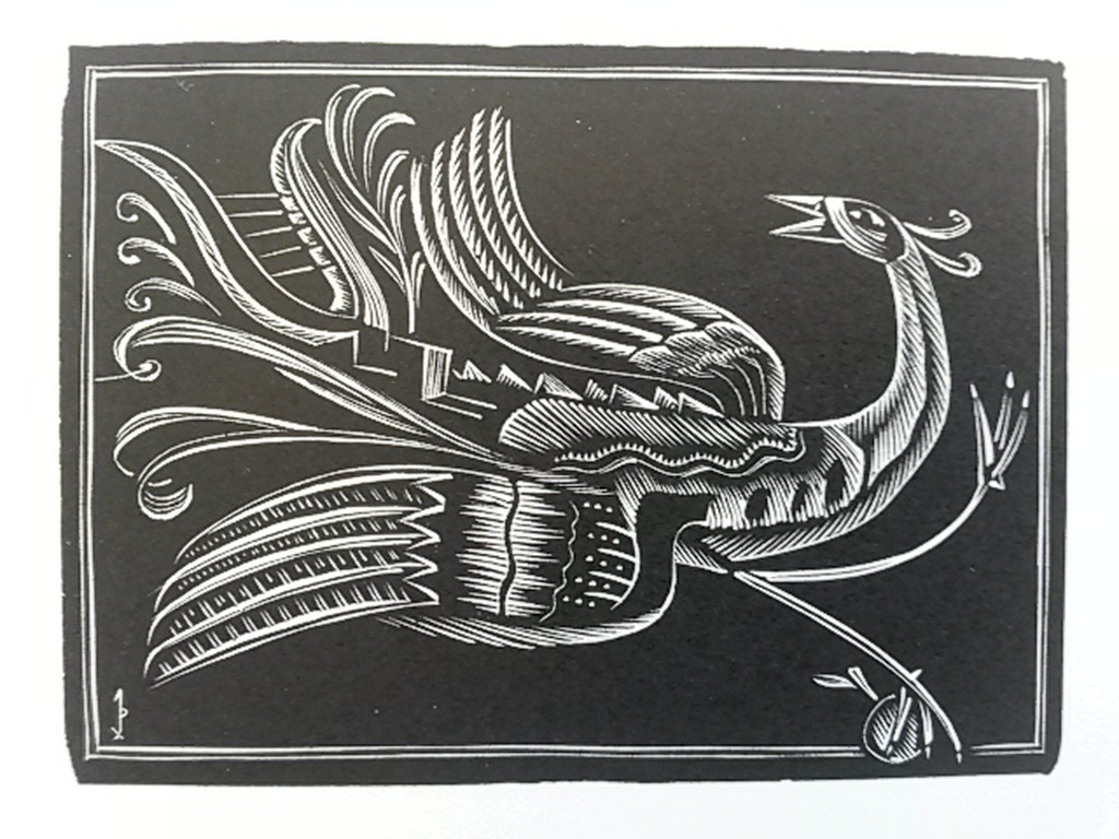 John Dix, houtsnede, Paradijsvogel kopen? Bied vanaf 6!