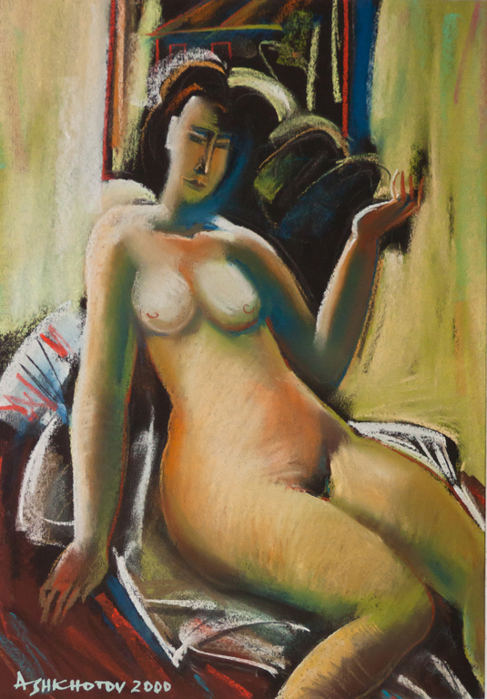 Mikhail Ashkhotov, Pastel, Naakt. verkocht voor € 50!