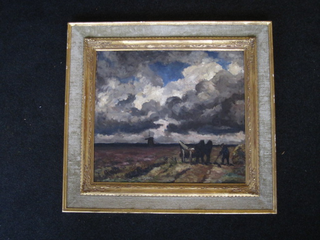 Hollands neo-impressionisme olieverf 1920 "landschap met boer en kar" gesigneerd kopen? Bied vanaf 1!