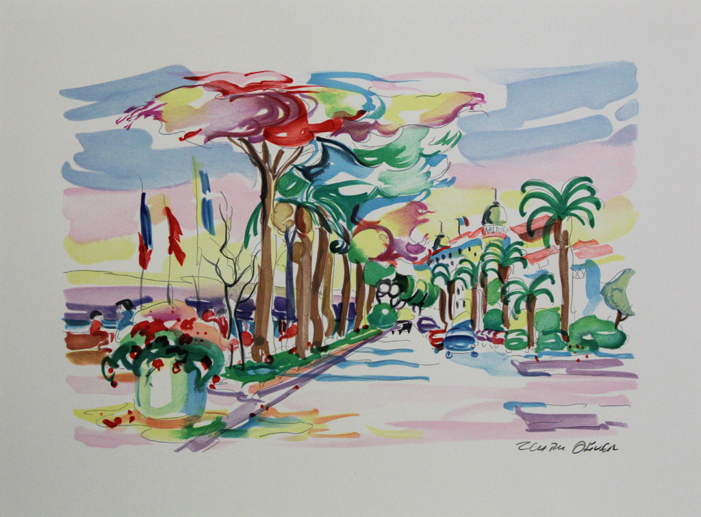 OLIVIER ZLATKU - CANNES, zomerse lithografie, handgesigneerd kopen? Bied vanaf 1!