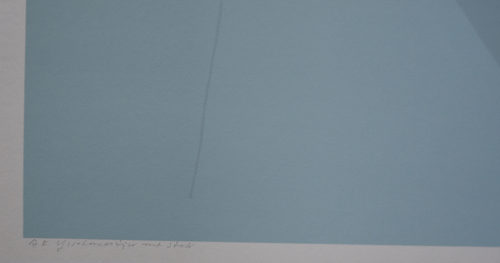 Doris Groeneveld, Zeefdruk IJSSELMEER, Dijk met stok# Artist proef, 1978, Mint kopen? Bied vanaf 1!