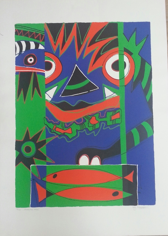 Marianne Nearebout, zeefdruk op papier, titel: verkocht voor € 40!