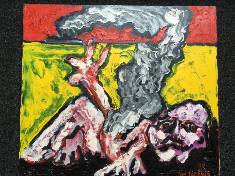 JAN SIERHUIS ( CoBrA ) olieverf op linnen Langs het noordzeekanaal 1998 kopen? Bied vanaf 1!