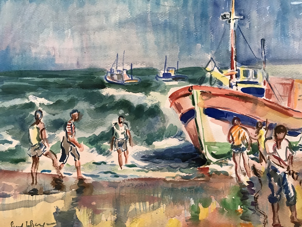 Freek van den Berg   Originele Aquarel  Het Strand kopen? Bied vanaf 1!