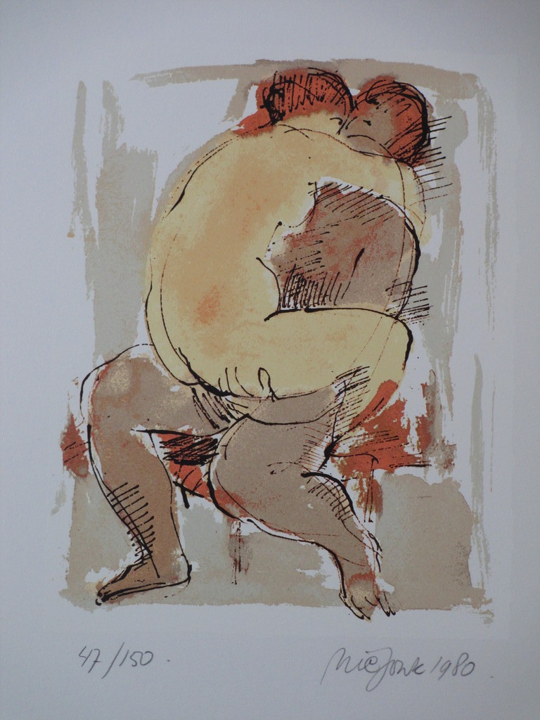 Nic Jonk, Oefening in Evenwicht, Zeefdruk  verkocht voor € 60!