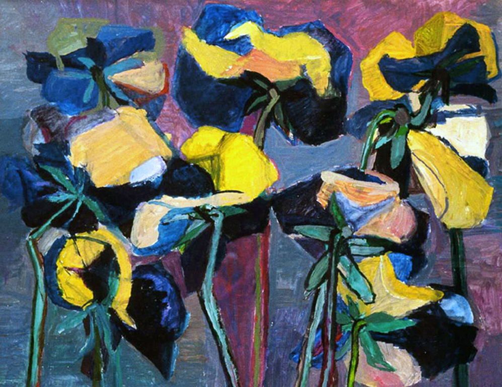 Hans Ebeling Koning, gouache, violen verkocht voor € 500!