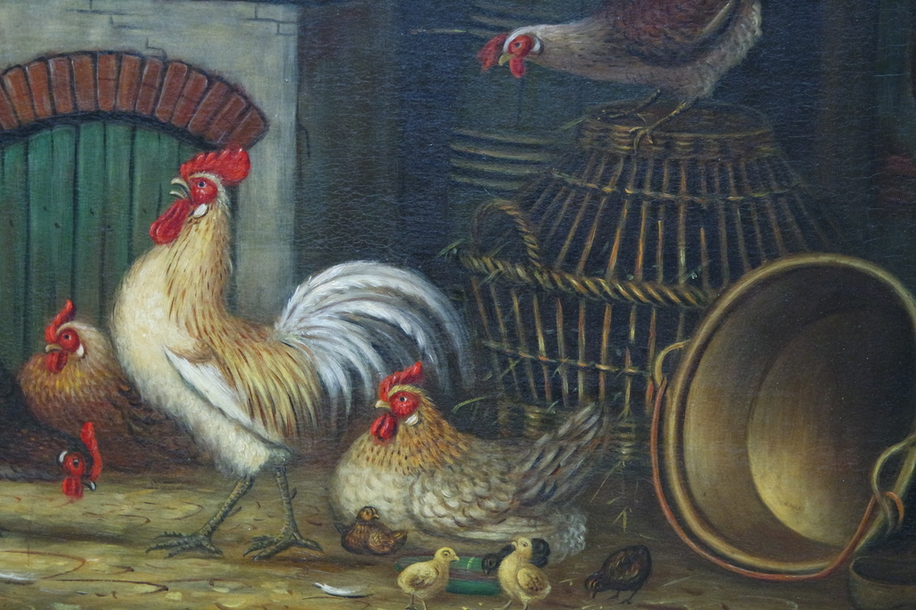 Hermanus van TANKEREN (Breda 1900 - 1980) - olieverf op paneel - kippen kopen? Bied vanaf 190!