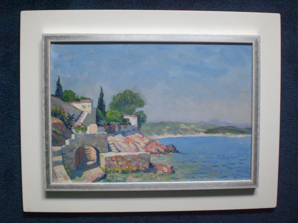 Jan Poortenaar: Olieverf op doek, Bij Menton verkocht voor € 150!