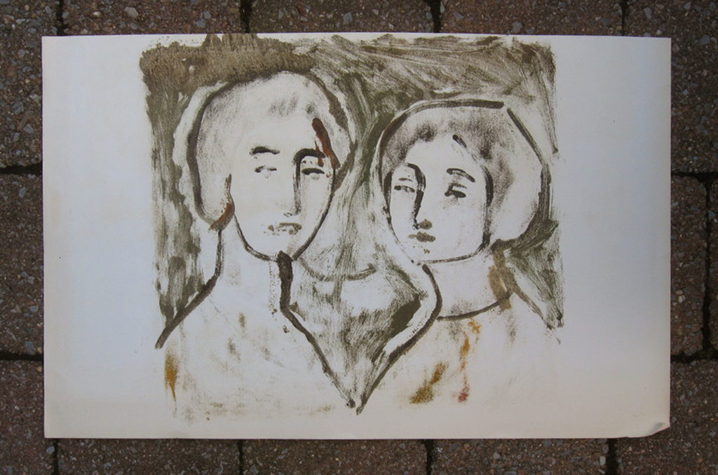 Irene Joffroy - dubbelportret - olieverf op papier kopen? Bied vanaf 1!