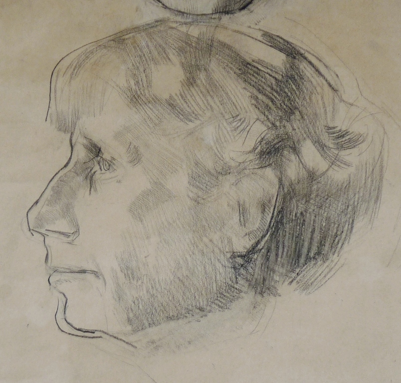 Kees Verwey, Krijttekening, Dubbele portrettekening, 1958 kopen? Bied vanaf 200!