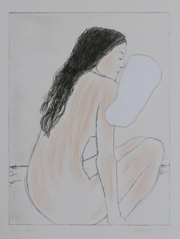 Iris van Dongen: Handgekleurde ets/ collage, Wit kopen? Bied vanaf 20!