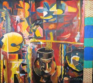 Rik van Iersel - Rik van Iersel: Olieverf op doek, My Studio - Ingelijst (Zeer groot) verkocht voor € 1000!