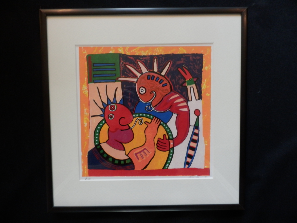 CLEMENS BRIELS Zeefdruk DRUMS Ingelijst verkocht voor € 50!