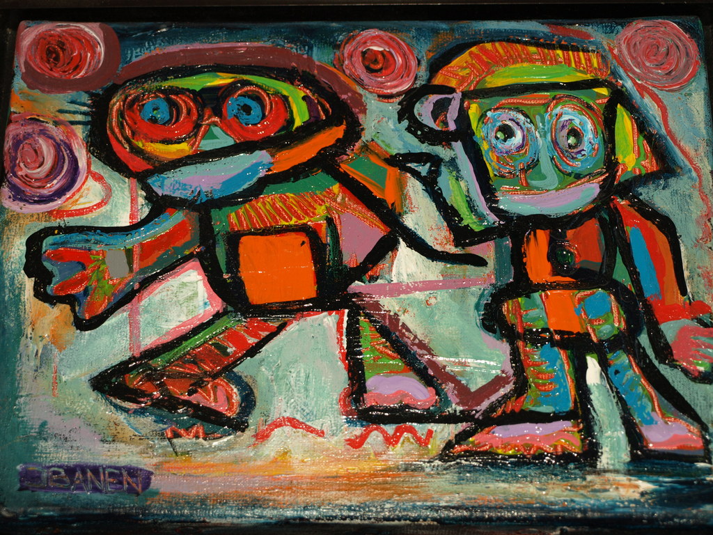 Jasper Banen (1962) – Acryl op doek – ‘Kinderen’  - Gesigneerd & ingelijst –1997 kopen? Bied vanaf 50!