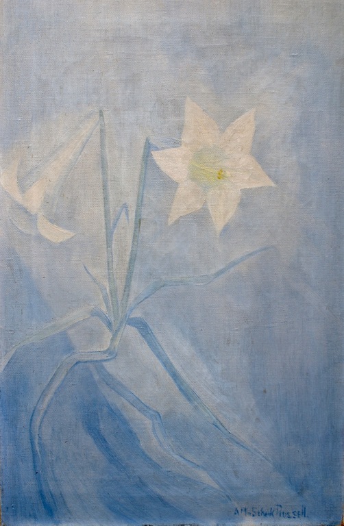 Adeline Maud van Schaik Russell: Impressie van Witte Lelies". Olie op Doek verkocht voor € 35!