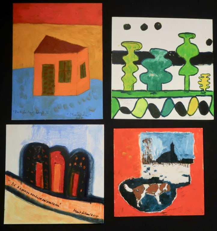 Lot met 4x olieverf op stevig papier van Meertje Kaal verkocht voor € 43!