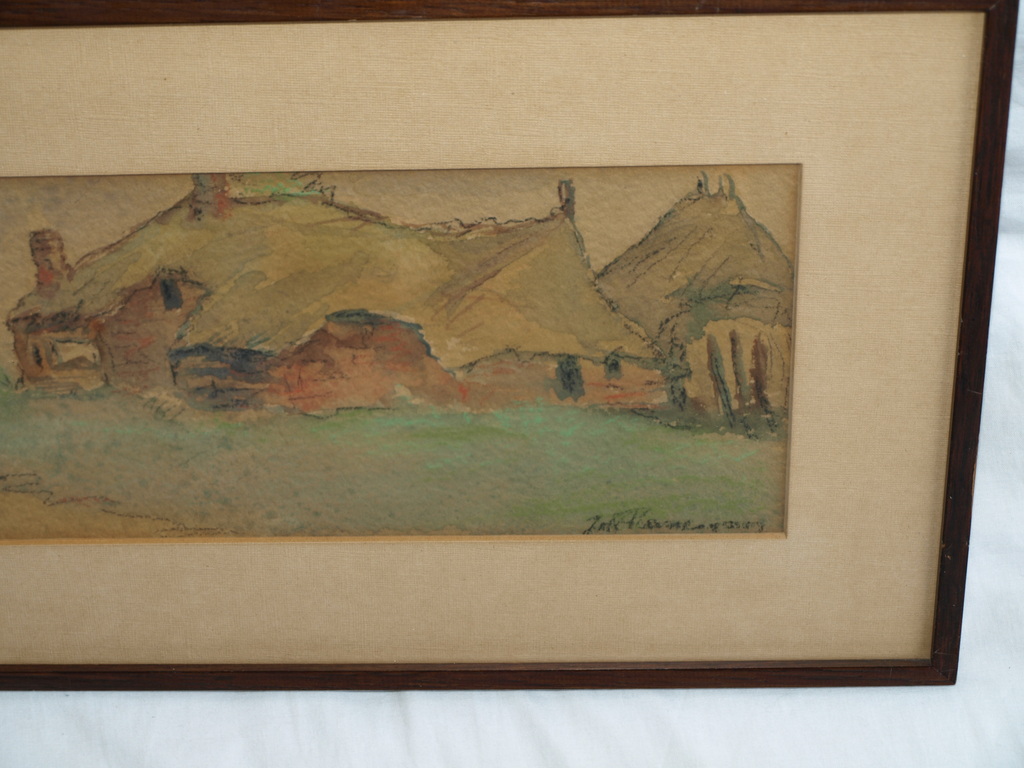 Onbekend : Aquarel / tekening , Boerderij – Gesigneerd & ingelijst  kopen? Bied vanaf 1!