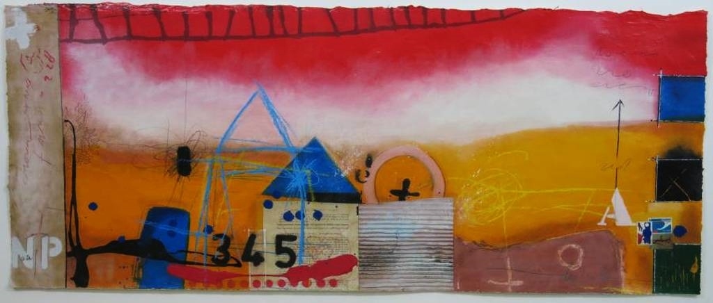 Theo Koster, ingelijste zeefdruk 'Liggend rood'. verkocht voor € 150!