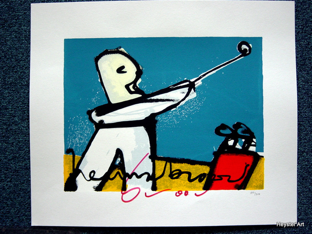 Herman Brood - zeefdruk - Golfspeler verkocht voor € 185!