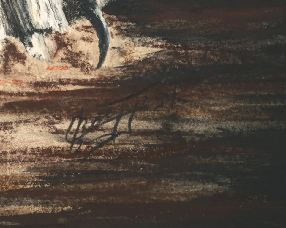 Onbekende kunstenaar: Acryl en krijt op papier, Sneeuwuil kopen? Bied vanaf 1!