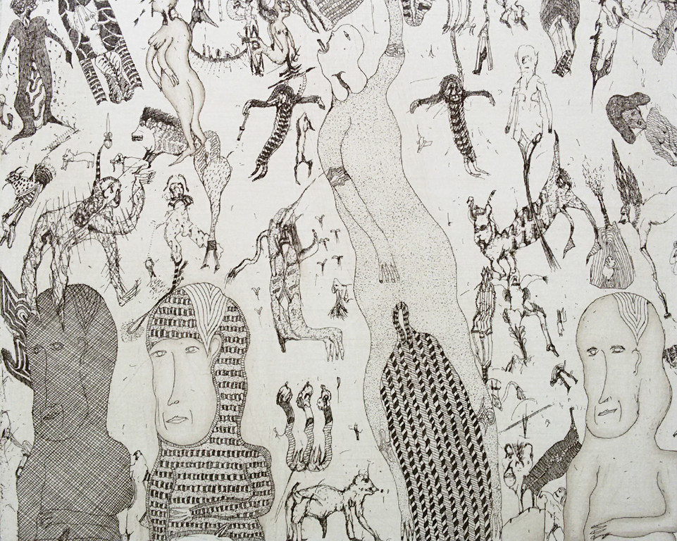 Felix Waske - Compositie met figuren, aquatint ets met vernis mou verkocht voor € 40!