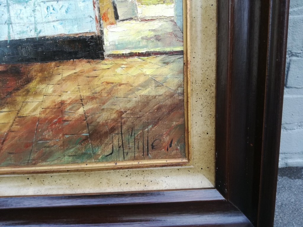 J.H. Miller,  olieverf op doek, oud Hollandse boeren keuken verkocht voor € 75!