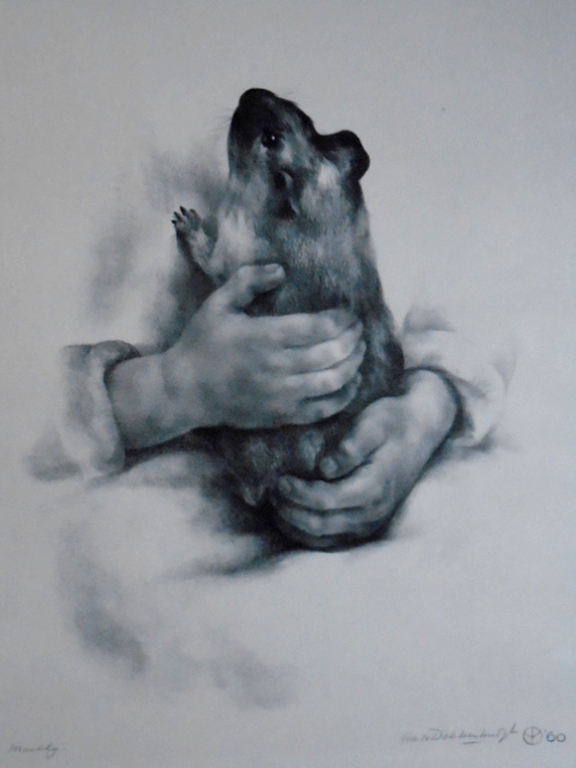 Aart van Dobbenburgh - Aart van Dobbenburgh. -Cavia van Marthy- Litho. Handgesigneerd. 1960. verkocht voor € 55!