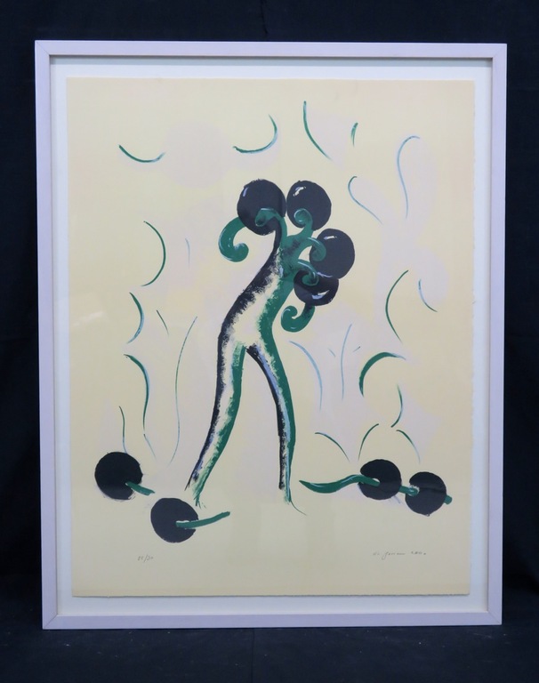 Nour -Edinne Jarram: Litho, Zonder titel - Ingelijst verkocht voor € 35!