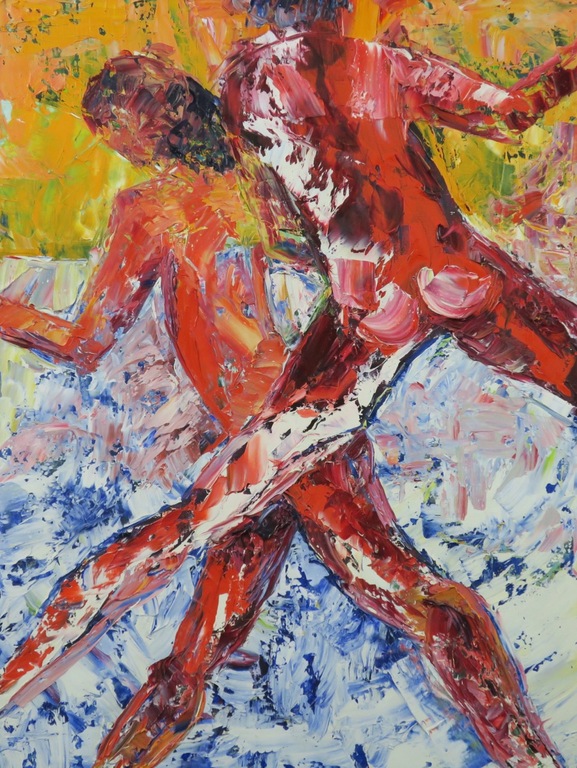 Franca Muller Jabusch: Olieverf op doek, Rood kleur van het hart kopen? Bied vanaf 80!