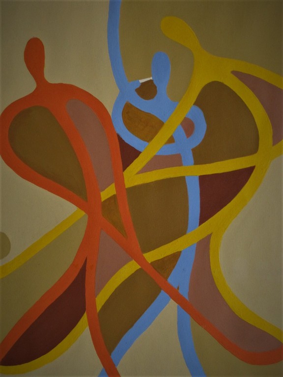 Mooie expressionistische Mateo v/d Heuvel Gouache "eenwording" gesigneerd kopen? Bied vanaf 1!