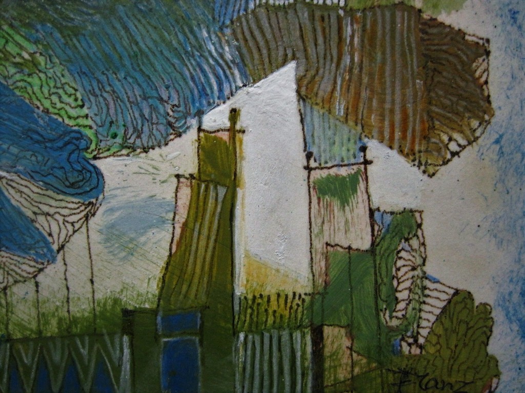 Nieuwe Haagse School Aquarel/Inkt "landschap met huizenrij" Piet Franz 1922-1991 kopen? Bied vanaf 1!
